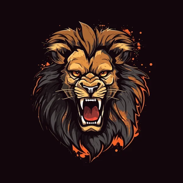 Logo Une Tête Lion Colère Conçu Dans Style Illustration Esports — Image vectorielle