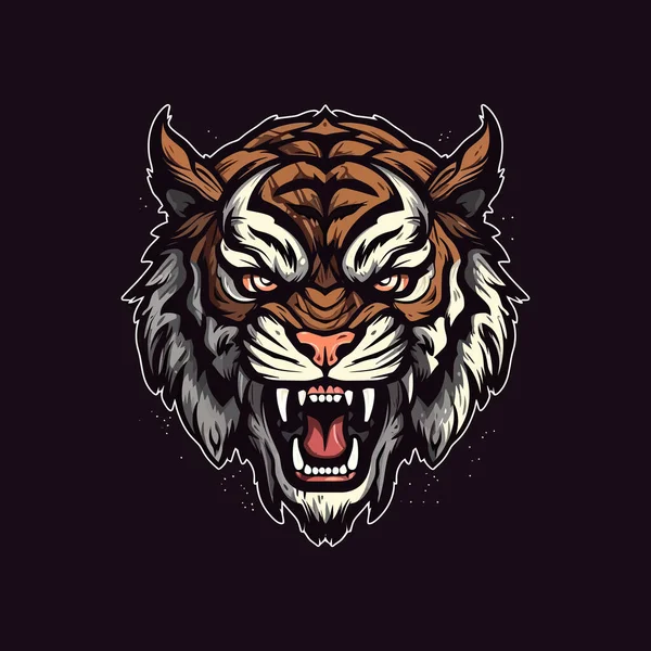 Logo Una Testa Tigre Arrabbiato Progettato Esports Disegno Della Mascotte — Vettoriale Stock