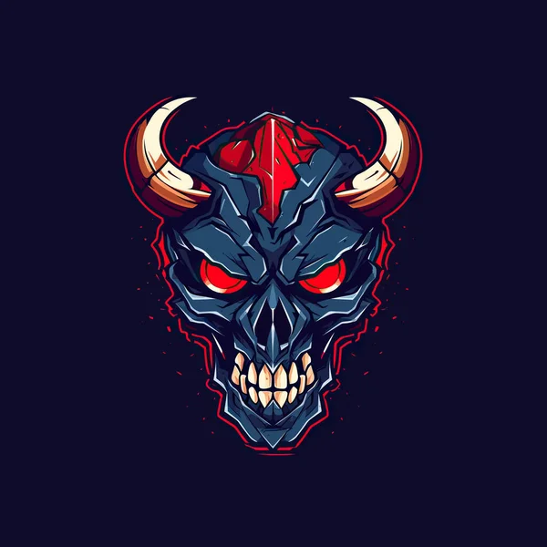 Logo Une Tête Diable Rouge Colère Conçu Dans Style Illustration — Image vectorielle