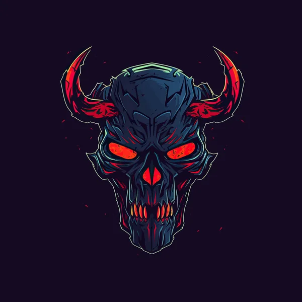 Logotipo Uma Cabeça Diabo Vermelho Irritado Projetado Esports Design Mascote — Vetor de Stock
