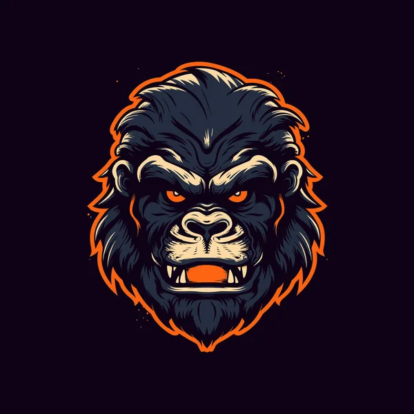 Logo Rozzlobené Opičí Hlavy Navržené Stylu Ilustrace — Stockový vektor