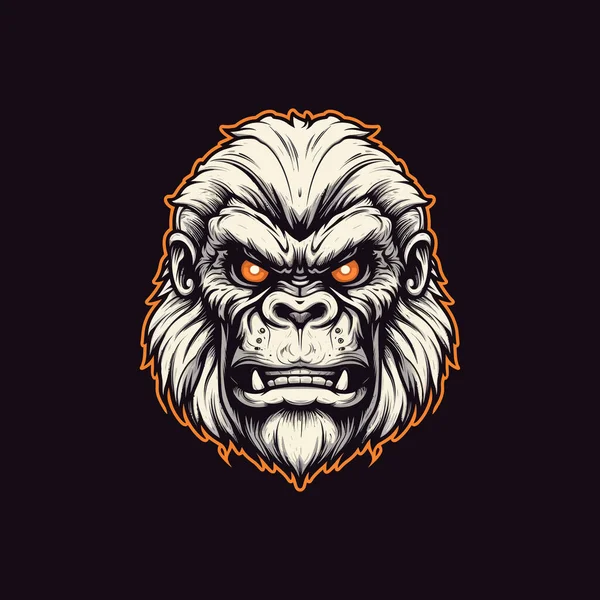 Sebuah Logo Kepala Monyet Marah Yang Dirancang Dengan Gaya Ilustrasi - Stok Vektor