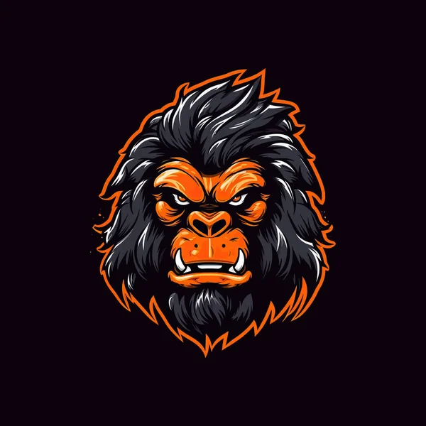 Logo Rozzlobené Opičí Hlavy Navržené Stylu Ilustrace — Stockový vektor