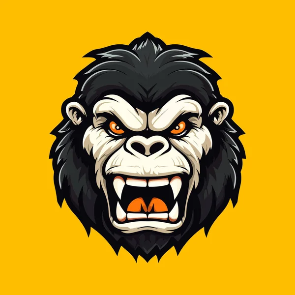 一个生气的猴子头的标志 设计成Esports图例风格 — 图库矢量图片