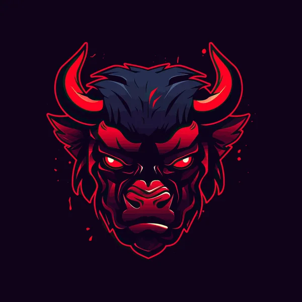Logo Wściekłej Głowy Byka Zaprojektowane Esports Ilustracji Stylu Projektowania — Wektor stockowy