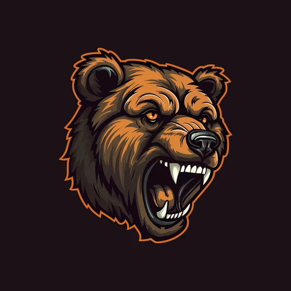 Logotipo Cabeça Urso Zangado Projetado Design Mascote Estilo Ilustração Esports —  Vetores de Stock