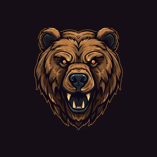 Logo Wściekłego Niedźwiedzia Głowa Zaprojektowany Esports Ilustracji Styl Maskotka Projekt — Wektor stockowy