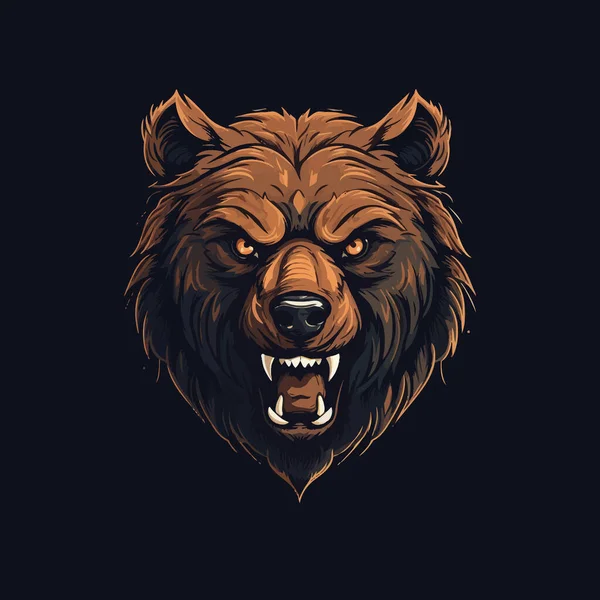 Das Logo Eines Wütenden Bärenkopfes Entworfen Stil Eines Maskottchens — Stockvektor