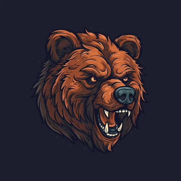Логотип Головы Разъяренного Медведя Разработанный Стиле Талисмана — стоковый вектор