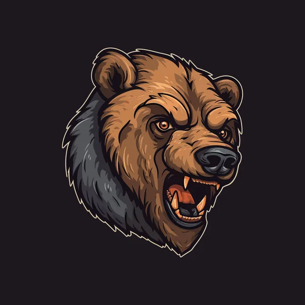Logotipo Cabeça Urso Zangado Projetado Design Mascote Estilo Ilustração Esports —  Vetores de Stock