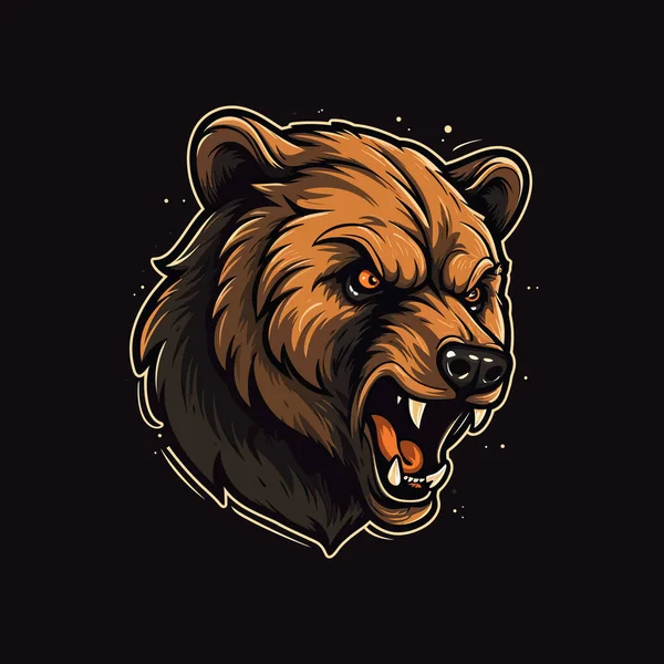 Logotipo Cabeça Urso Zangado Projetado Design Mascote Estilo Ilustração Esports — Vetor de Stock