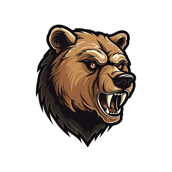 怒っているクマの頭のロゴ スポーツイラストスタイルのマスコットデザインで設計されています — ストックベクタ