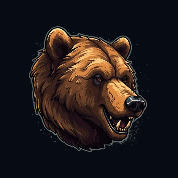 Логотип Головы Разъяренного Медведя Разработанный Стиле Талисмана — стоковый вектор