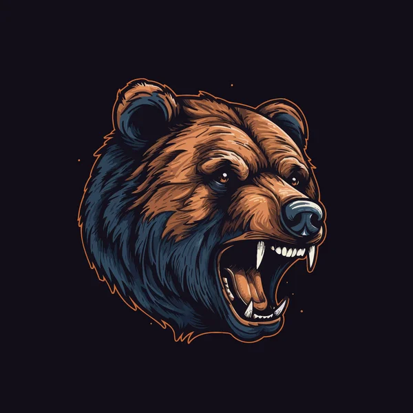 Logo Rozhněvané Medvědí Hlavy Navržené Designu Maskota Stylu Ilustrace — Stockový vektor