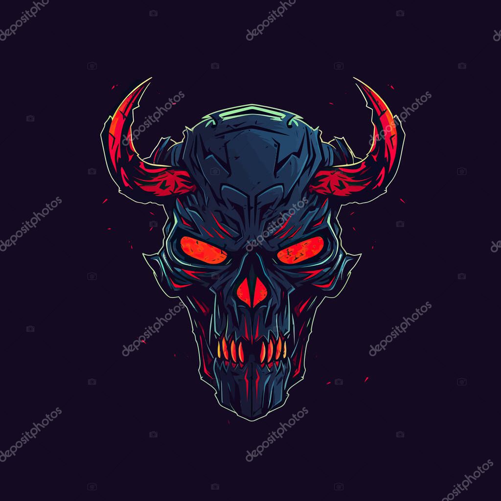 A logo of a angry red devil head designed in esports illustration style mascot design