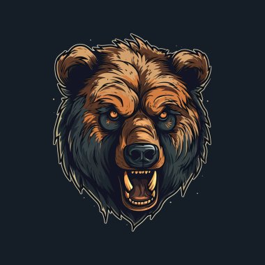 Esport illüstrasyon stili maskot tasarımında tasarlanmış kızgın bir ayının logosu.