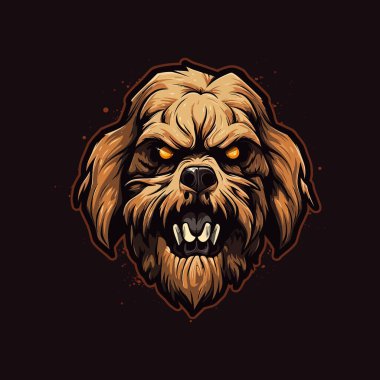 Esports Illustration tarzı maskot tasarımında tasarlanmış zombi bir köpek kafası logosu.