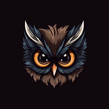 Baykuş kafası logosu, esports Illustrasyon stili maskot tasarımında tasarlandı.