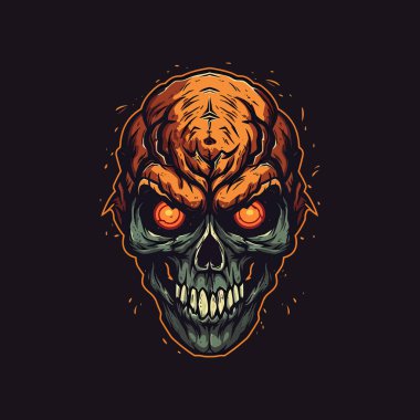 Esports illüstrasyon tarzında tasarlanmış kızgın bir kafatası logosu