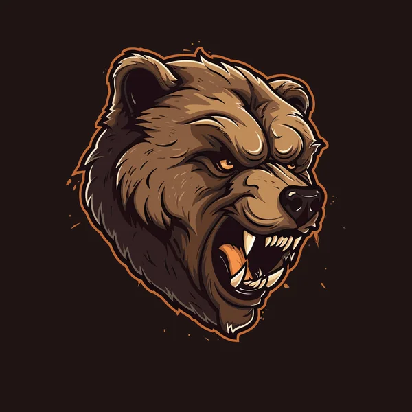 Logo Angry Bear Head Designed Esports Illustration Style Mascot Design — Stock Vector