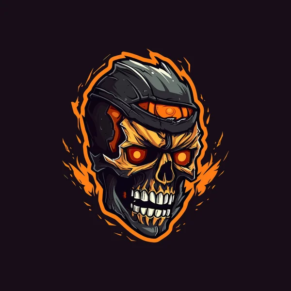 Logo Une Tête Crâne Colère Conçu Dans Style Illustration Esports — Image vectorielle