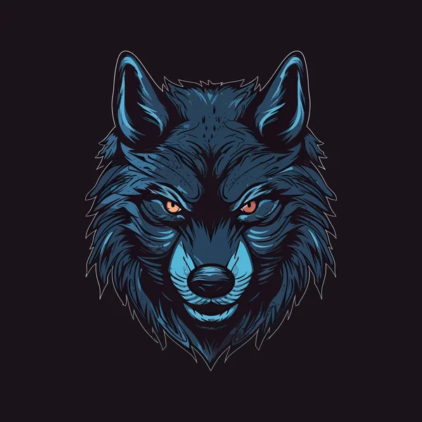 Das Logo Eines Wütenden Wolfskopfes Das Stil Eines Maskottchens Entworfen — Stockvektor