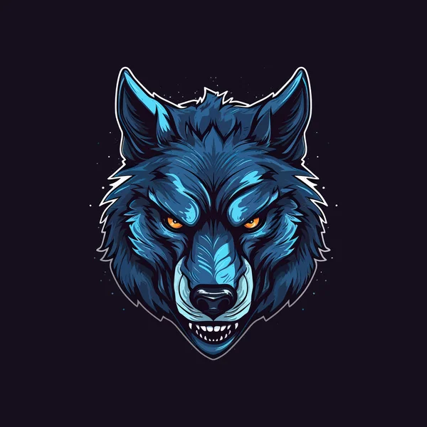 怒っているオオカミの頭のロゴは スポーツイラストスタイルのマスコットデザインで設計されています — ストックベクタ