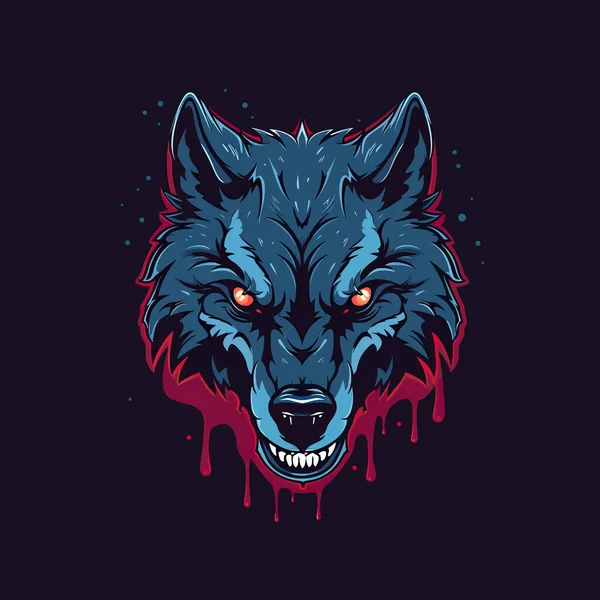 Logo Angry Wolf Head Designed Esports Illustration Style Mascot Design — Stock Vector