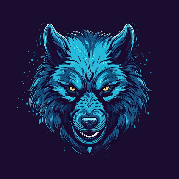 Logo Une Tête Loup Colère Conçu Dans Style Illustration Esports — Image vectorielle
