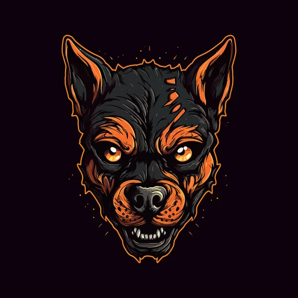 スポーツイラストスタイルのマスコットデザインでデザインされたゾンビ犬の頭のロゴ — ストックベクタ