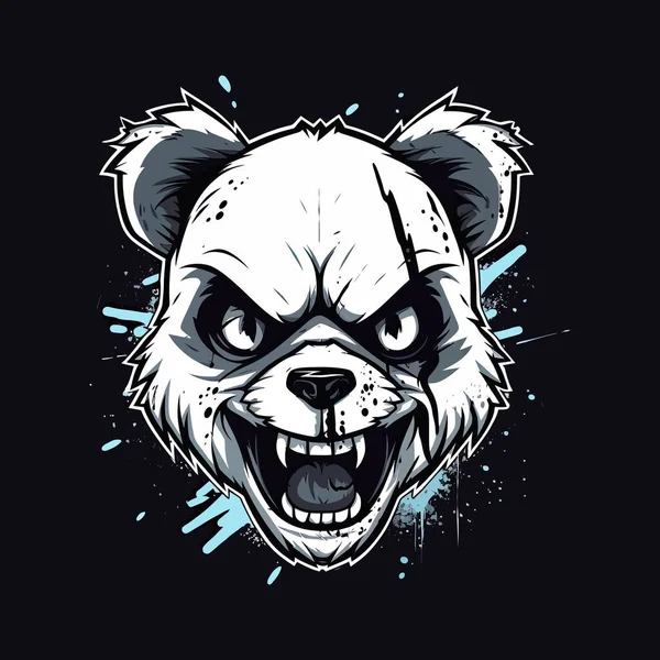 Logo Une Tête Panda Conçu Dans Design Mascotte Style Illustration — Image vectorielle