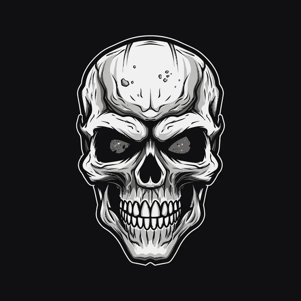 スポーツイラスト風にデザインされた怒っている頭蓋骨のロゴ — ストックベクタ