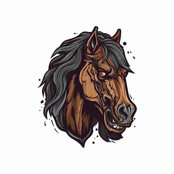 Logotyp För Häst Huvud Utformad Esports Illustration Stil Maskot Design — Stock vektor