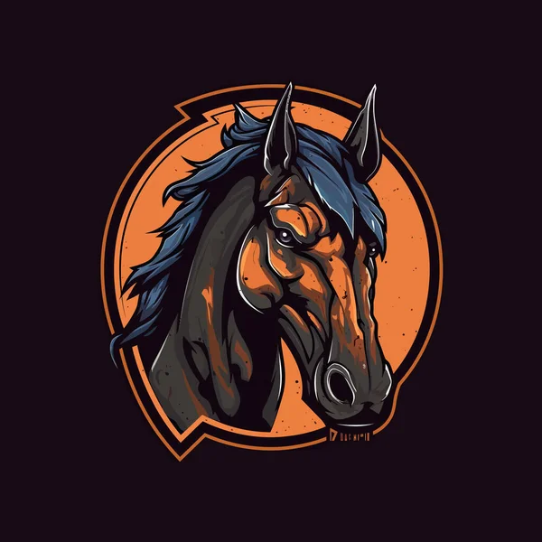 Logo Testa Cavallo Progettato Esports Disegno Della Mascotte Stile Illustrazione — Vettoriale Stock