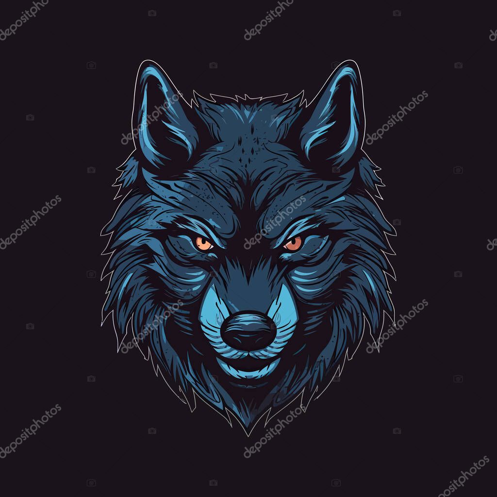 A logo of a angry wolf head designed in esports illustration style mascot design