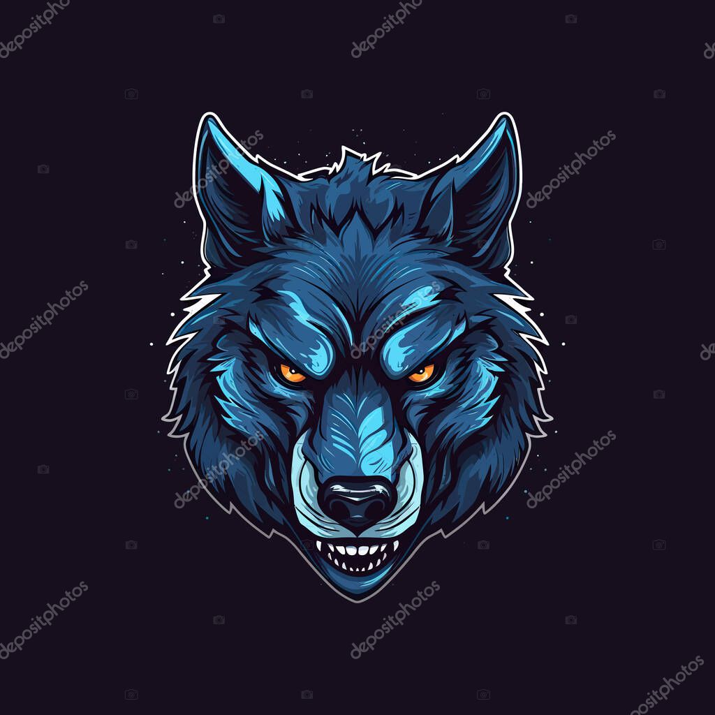 A logo of a angry wolf head designed in esports illustration style mascot design