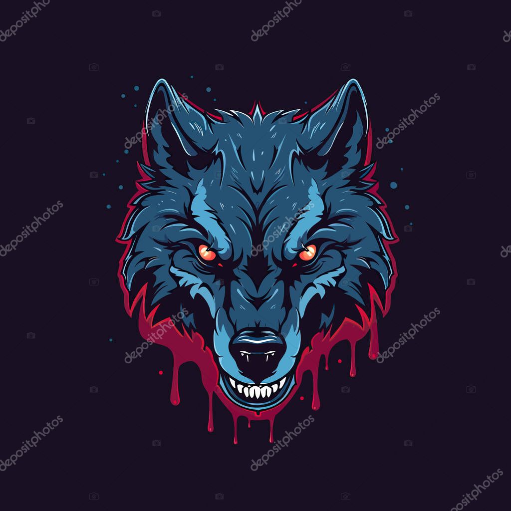 A logo of a angry wolf head designed in esports illustration style mascot design