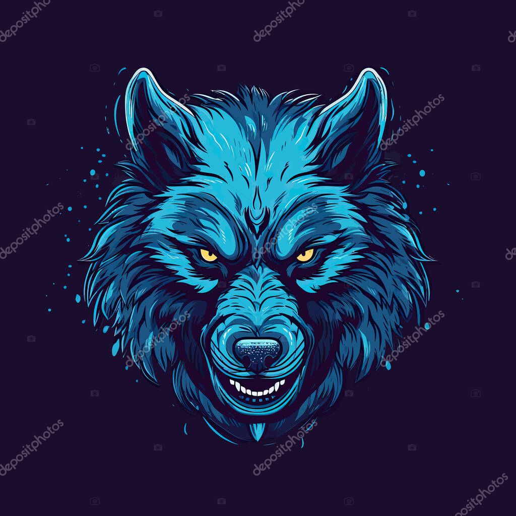 A logo of a angry wolf head designed in esports illustration style mascot design
