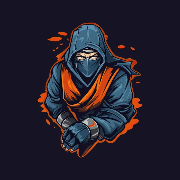 Logo Guerrier Ninja Conçu Dans Style Illustration Esports Logo Mascotte — Image vectorielle