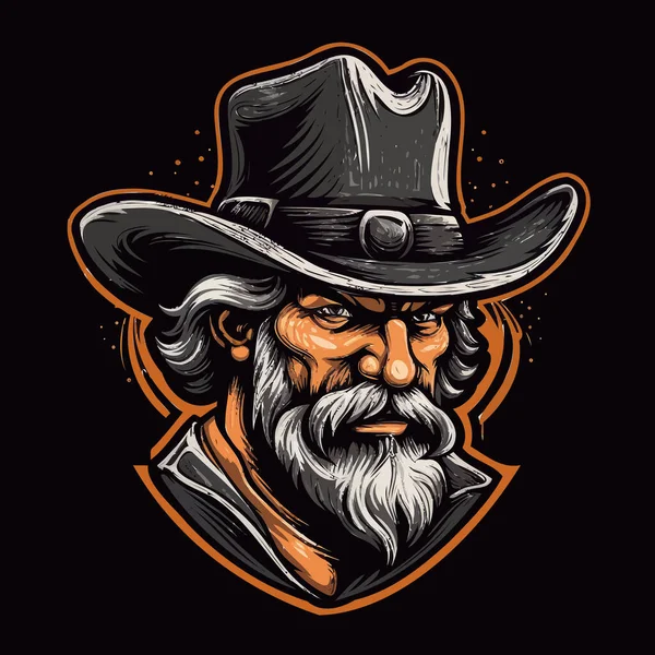 Logotipo Cowboy Ocidental Projetado Esports Logotipo Mascote Estilo Ilustração —  Vetores de Stock