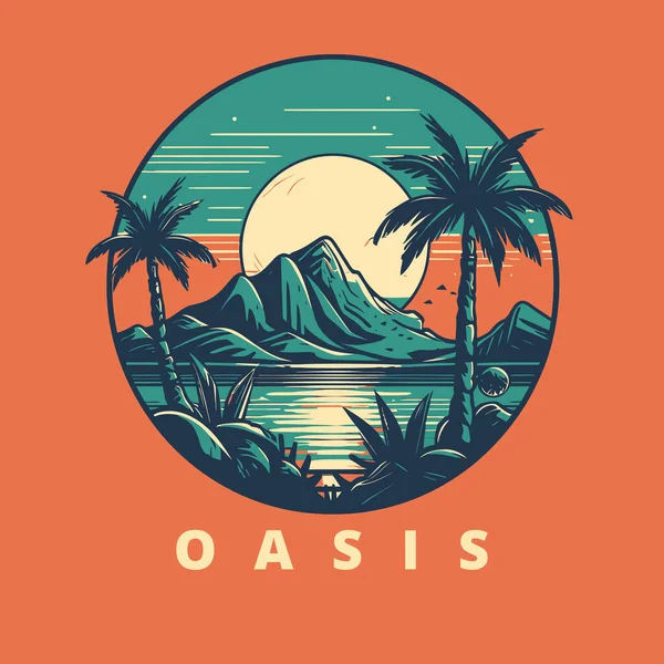 Logo Oasis Seas Designed Esports Illustration Style Summer Mascot Logo — Stock Vector
