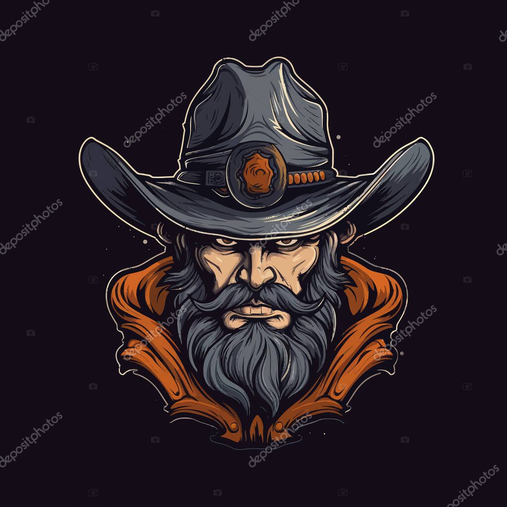 A logo of a western cowboy, designed in esports illustration style mascot logo