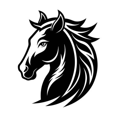 Siyah yeleli ve beyaz çizgili bir at kafası.