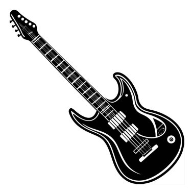 Beyaz yankesicili siyah bir elektro gitar. Gitar klasik bir dizayndır ve rock veya heavy metal müzik için kullanılabilir.