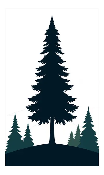 stock vector A large tree with a forest in the background. The tree is the main focus of the image