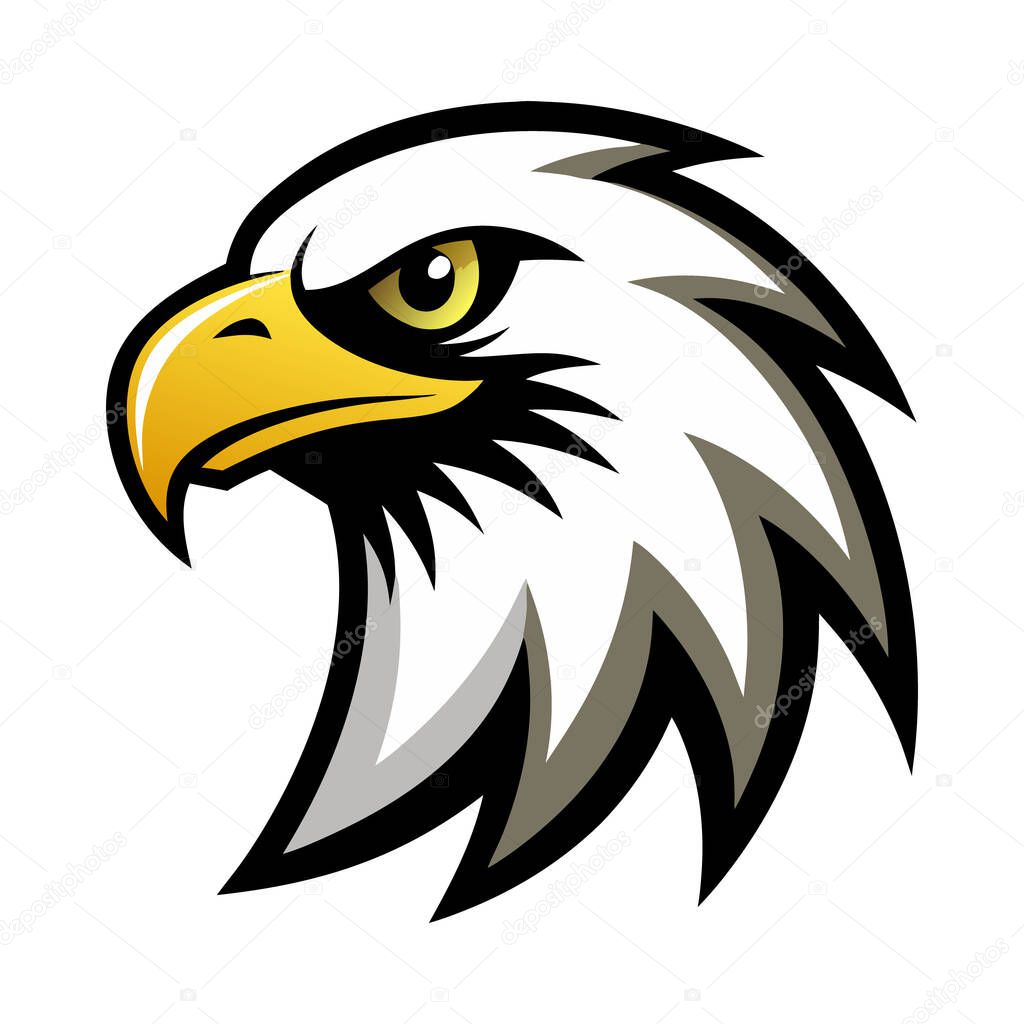 The eagle has a fierce look on its face. It is a symbol of strength and power. The white and black colors of the eagle represent purity and courage