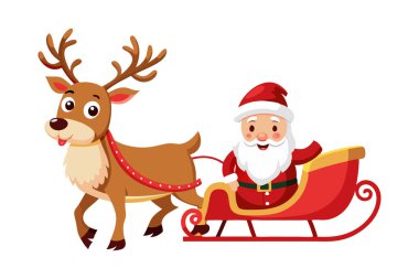 Noel Baba 'nın neşeli bir ren geyiği tarafından çekilen kızak sürüşü Noel ruhunu ve tatil sezonunun neşesini simgeliyor.