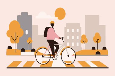 İnsan, şehir sonbahar ayininde bir zebranın karşısına bisikletle geçer..