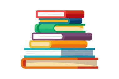 Çeşitli renklerde bir yığın kitap. Kitaplar üst üste yığılmış.