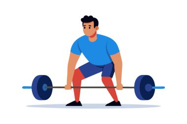 A person performing a deadlift exercise with a barbell, showcasing physical strength and fitness. The illustration depicts a weightlifting activity in a gym setting. clipart